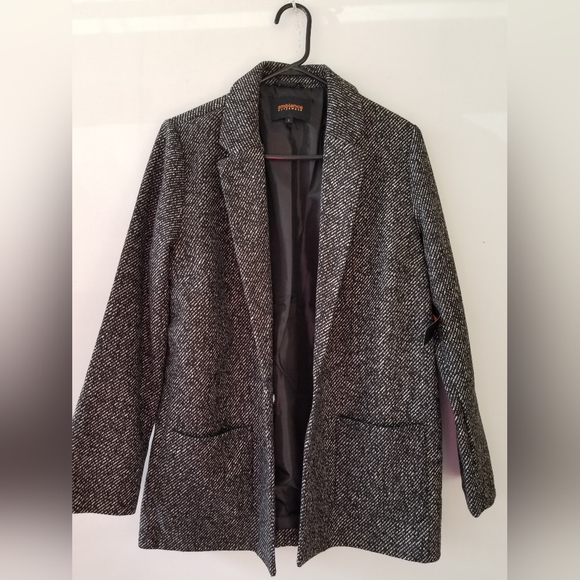 Women's Ambiance Outerware Jacket black & white tweed size large - Picture 13 of 13